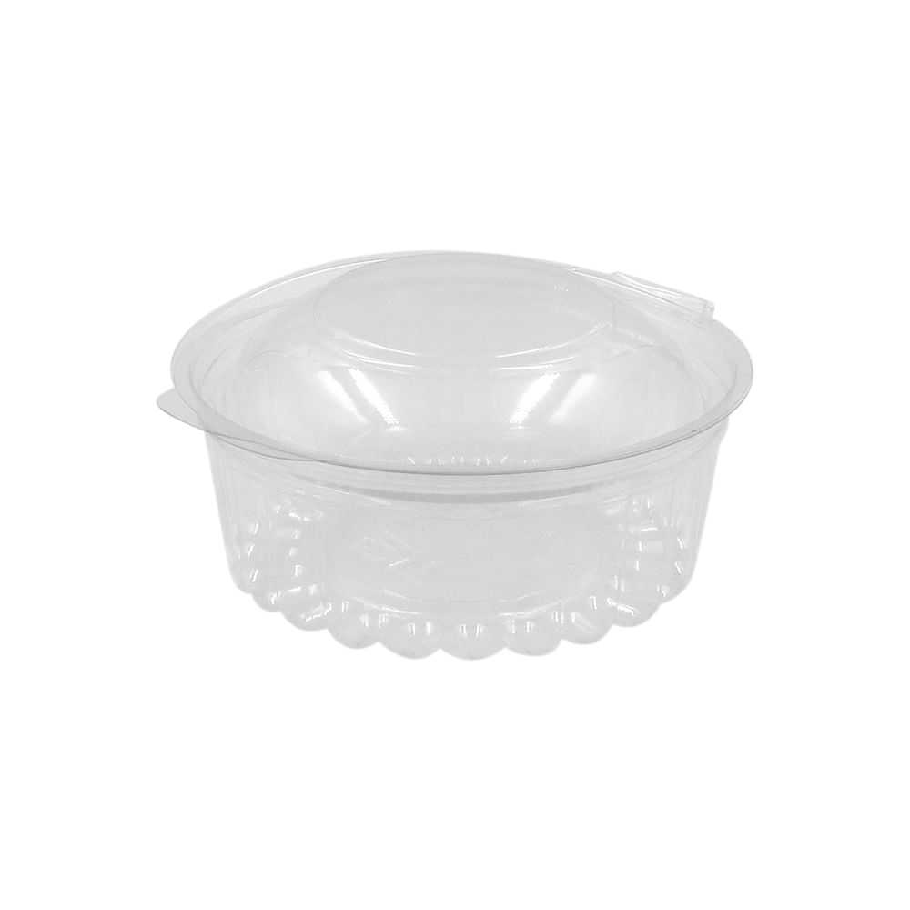 Pote plástico transparente con tapa bisagra